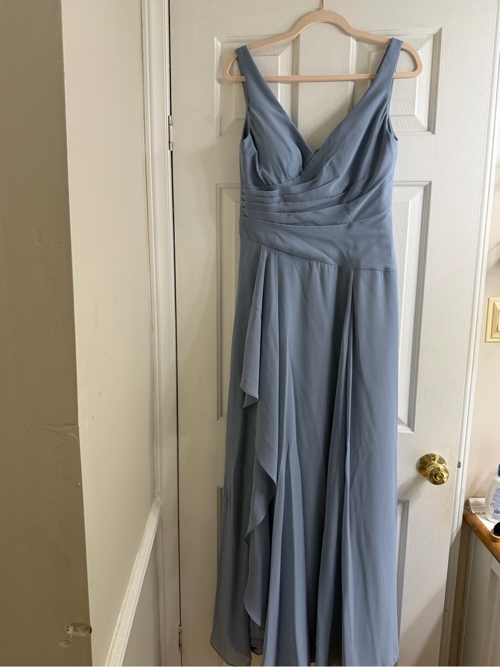 Azazie Dusty Blue V-Neck Maxi Gown